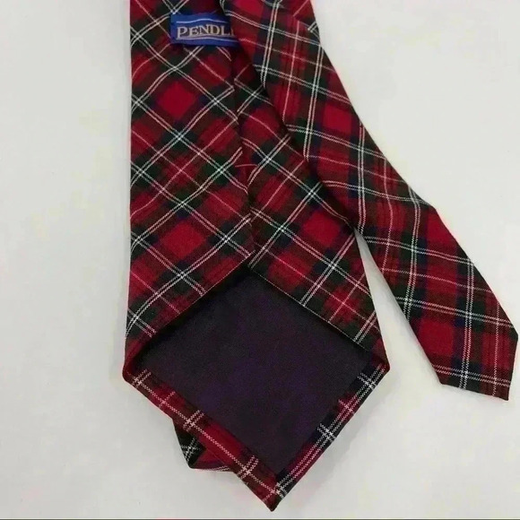 Pendleton Plaid Men’s Red 100% Wool Tie - Picture 7 of 15
